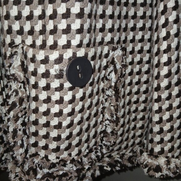 JESSICA LONDON TWEED CHECKED JACKET, BROWN CREAM AND BLACK, WOMENS SIZE 24W - Picture 8 of 10
